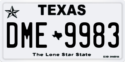 TX license plate DME9983