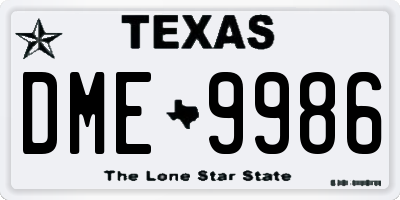 TX license plate DME9986
