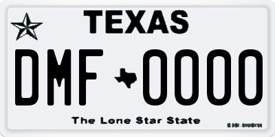 TX license plate DMF0000