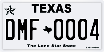 TX license plate DMF0004