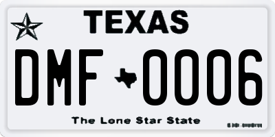 TX license plate DMF0006