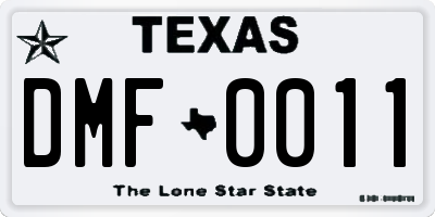 TX license plate DMF0011