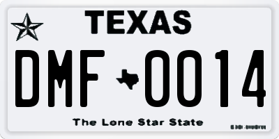 TX license plate DMF0014