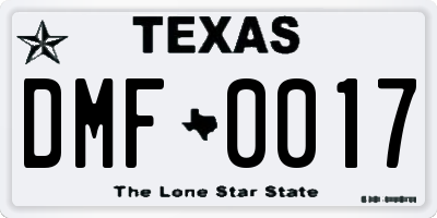 TX license plate DMF0017