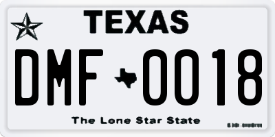 TX license plate DMF0018