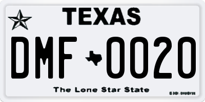 TX license plate DMF0020