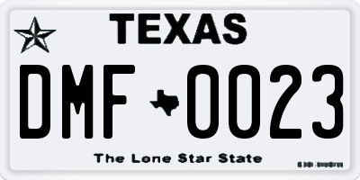 TX license plate DMF0023