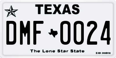 TX license plate DMF0024