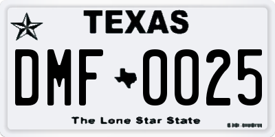 TX license plate DMF0025