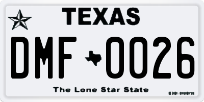 TX license plate DMF0026