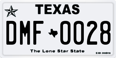 TX license plate DMF0028