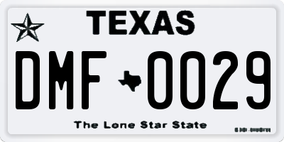 TX license plate DMF0029