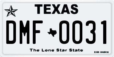 TX license plate DMF0031