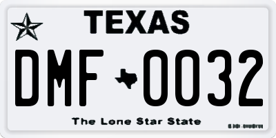 TX license plate DMF0032