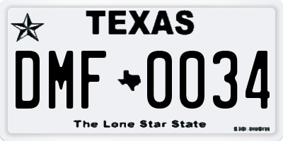 TX license plate DMF0034