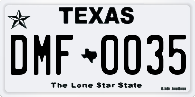 TX license plate DMF0035
