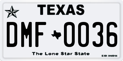 TX license plate DMF0036