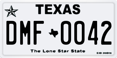 TX license plate DMF0042
