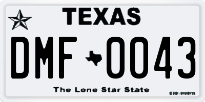 TX license plate DMF0043