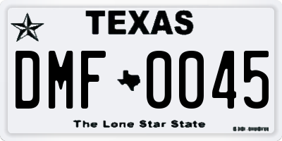 TX license plate DMF0045