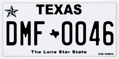 TX license plate DMF0046