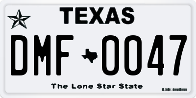 TX license plate DMF0047