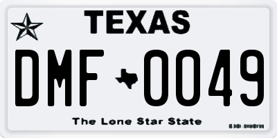 TX license plate DMF0049