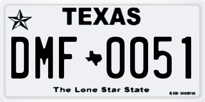 TX license plate DMF0051