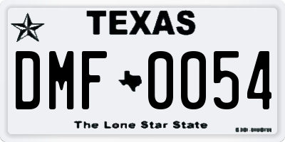 TX license plate DMF0054