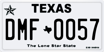 TX license plate DMF0057