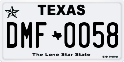 TX license plate DMF0058