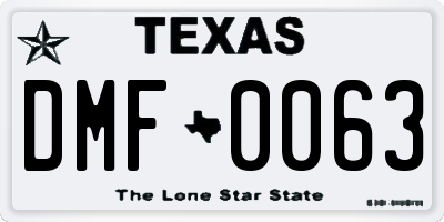 TX license plate DMF0063