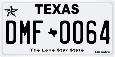 TX license plate DMF0064