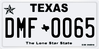 TX license plate DMF0065
