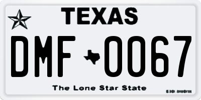 TX license plate DMF0067
