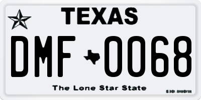 TX license plate DMF0068