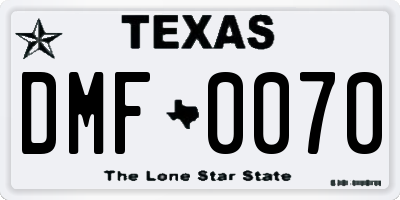 TX license plate DMF0070