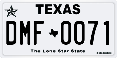 TX license plate DMF0071