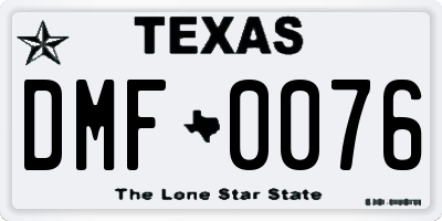 TX license plate DMF0076