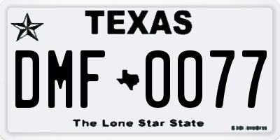 TX license plate DMF0077