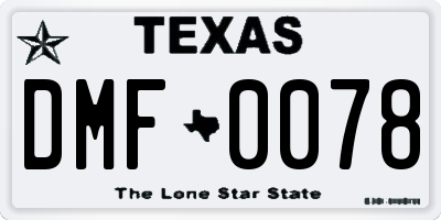 TX license plate DMF0078