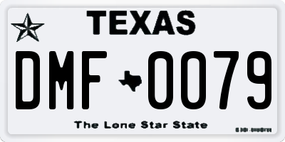 TX license plate DMF0079