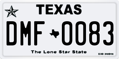 TX license plate DMF0083