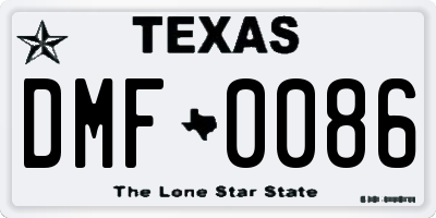 TX license plate DMF0086