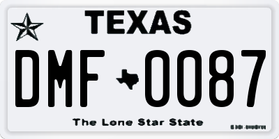 TX license plate DMF0087