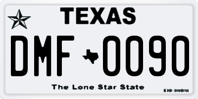 TX license plate DMF0090