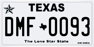 TX license plate DMF0093