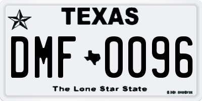 TX license plate DMF0096