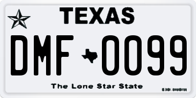 TX license plate DMF0099