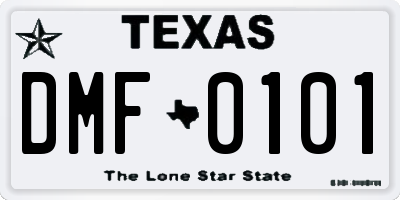 TX license plate DMF0101